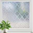 rabbitgoo Window Privacy Film, Decorative Privacy Window Film Sun Blocking, Frosted Glass Cling for Home Door, Non-Adhesive Static Cling Sticker Covering Heat Blocker, Clear, 17.5" x 118.1"