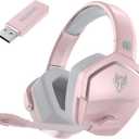 NUBWO G06 Dual Wireless Gaming Headset with Mic for PS5, PS4, PC, Mobile, Switch: 2.4GHz Wireless + Bluetooth - 100 Hr Battery - 50mm Drivers - Pink