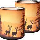 Deer Linen Tall Drum Lampshade set of 2, 9.8" Top x 9.8" Bottom x 11.8" High Lamp Shade, Lamp Shade Replacement for Table and Floor Lamps, Pendant Light, Handcrafted Lampshade, Easy Assembly