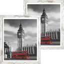 Capcillin 16x20 Picture Frame Wood Pattern Distressed White Poster Frame Set of 2, Wall Mounting,Plexiglass,Great for Prints, Mural,and ArtCP001-MD16x20RW