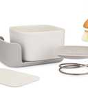 Ceramic Soap Dish with Sponge & Brush (1 Pack)