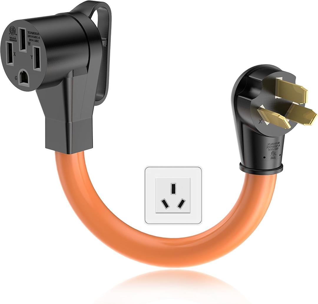 NEMA 10-50P to 14-50R EV Charger Adapter Cord 6AWG 30 Amp 3 Prong Dryer to 50 Amp 4 Prong EV Conversion Adapter Only Compatible with Tesla and Level 2 Charging ETL & UL Listed