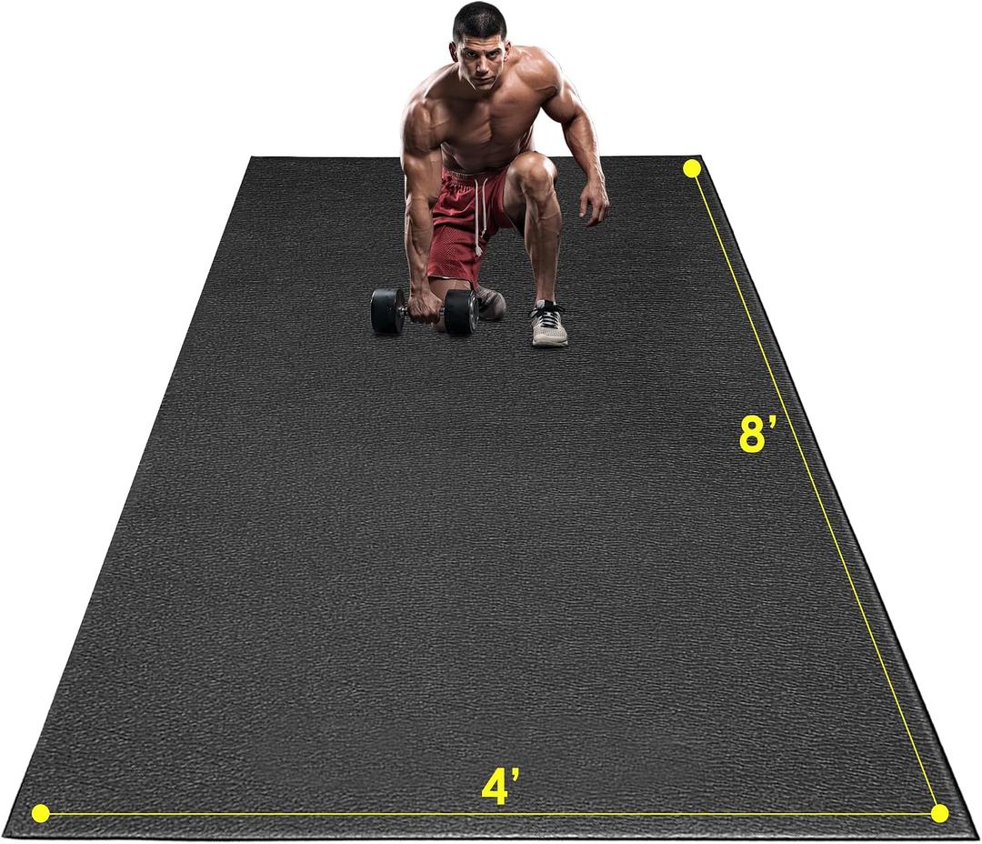 BesWin Large Exercise Mat 8' x 4'(6mm), Extra Thick Workout Mats for Home Gym Flooring, High Density Non-Slip Gym Mats Fitness Mat for Cardio, Weights, Jump Rope, Fitness - Use With or Without Shoes