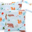 2 Pack Wet Dry Bags Waterproof Washable Travel Bags, Wet Bag with 2 Zippered Pockets for Diapers, Daycare, Bathing, Travel, Beach, Wet Swimwear, Yoga Gym