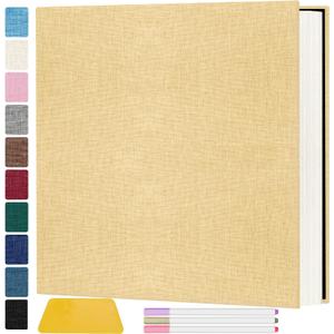 Zesthouse Photo Album Self Adhesive Pages, 60 Pages Magnetic Scrapbook Albums with Sticky Page, Photos Album Holds 8x10 & 5X7 & 4x6 & 6x8 & 3x5, Large Picture Book Ideal Gift for Family Wedding Baby (Yellow)