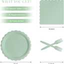 105PCS Paper Plates and Napkins Set, 7 Inch Scalloped Disposable Tableware with Forks for Birthdays, Garden Parties & Outdoor Events,Serves 35 (Sage Green)