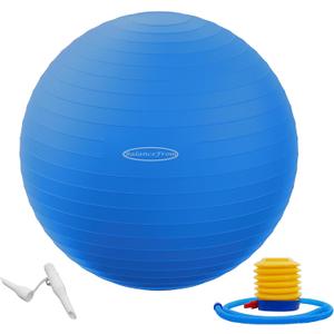 Anti-Burst and Slip Resistant Exercise Yoga Fitness Birthing Ball with Quick Pump, 2,000-Pound Capacity, Multiple Colors and Sizes, Blue