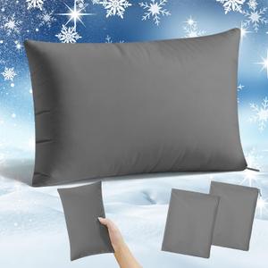 2 Pack 7"x11" Cooling Small Pillowcase (Only Pillow Case) Mini Pillowcase with Zipper for Travel Sleeping Cars Dogs Cool Tiny Pillow Cover for Neck Wrist Lumbar Knee Cushion(Dark Gray)