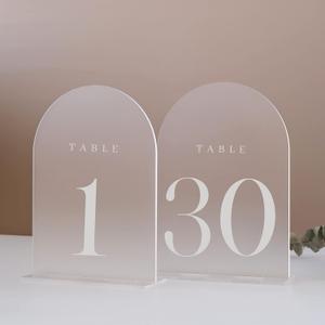 JINMURY Frosted Arch Table Numbers for Wedding, 30 Pack 5"x7" Frosted Arch Acrylic Signs with Stand Acrylic Table Numbers 1-30, Perfect for Wedding Reception
