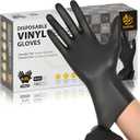 SWIFTLITE Black Vinyl Gloves, Food Grade Gloves Disposable Latex Free & Powder Free, Guantes for Cleaning Cooking Food Prep (100, Medium)