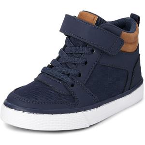 The Children's Place Boy's Casual Lace Up Hi Top Sneakers (11 Little Kid, Navy)