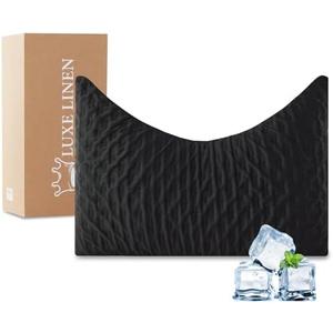 Luxe Linen Side Sleeper Pillows for Adults, Adjustable Shredded Memory Foam Bed Pillows for Neck and Shoulder Pain, Standard Black Cooling Curved Pillows with Washable Cover & Extra Foam Bag