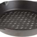 Lodge Pre-Seasoned Cast Iron Round Grilling Pan - Use on the Grill - Grilling Pan Designed to Protect Food from Falling Through the Grate - Cast Iron 12 Inch