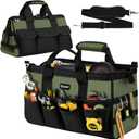 18-Inch Large Tool Bag, 16-Pocket Portable Tool Box Organizer Storage, Heavy Duty Tactical Toolbag with Big Zipper, Travel Carry Toolbox, Father Day Dad Men Electrician Contractor Welding Gift (Green)