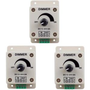 Hiletgo 3pcs DC12-24V 8Amp 0%-100% PWM Dimming Controller for LED Lights, Ribbon Lights,Tape Lights,Dimmer is Compatible with Hilight, LED wholesaler, Filite, and Others' Strips