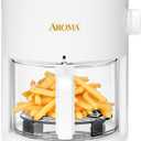 AROMA Glass Air Fryer and Countertop Convection Oven with Powerful 360Crispy Technology (3 Quart), White