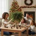 Syhood 12 Pcs 20 Inch Large Christmas Norfolk Pine Branch with 24 Pcs Pine Cones Norfolk Stems Real Touch Artificial Christmas Greenery Stems Picks Snow Pinecone for Xmas Vase DIY Craft Decor