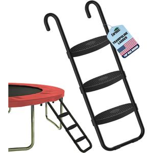 Eurmax USA Universal Trampoline Ladder,240 lbs Capacity,3 Skid-Proof Safety Wide Steps,UV-Resistant Steel Stairs for Kids/Children,Universal Hook Fit,Trampoline Stairs Accessories for Children/Kids