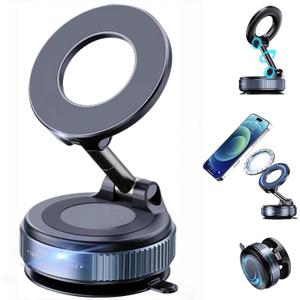 Faatchoi Vacuum Magnetic Phone Holder - 360 Adjustable Magsafe Car Mount, Foldable Car Phone Holder with Strong Suction Cup Mount, Universal Fit for All Smartphones.