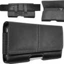 Wireless City X-Large Phone Holster for Men & Women, Horizontal Belt Clip & Loop Cell Phone Pouch, Magnetic Closure Phone Belt Holder Fits iPhone 17/16/15/14/13/12 Pro Max & Large Smartphones (Black)