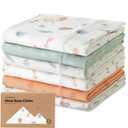Organic Burp Cloths Baby Boy, Girl - 6-Pack Large Cotton Burping Cloths for Babies, Spit Up Rags, Super Absorbent, Ultra Soft Newborn Rag, Gender Neutral, Machine Washable, Durable (Wilderness)