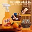 2-in-1 Furniture Polish Wood Cleaner - 2Pack Natural Orange Oil Spray Protect Wood Surface Safely, Enhanced Furniture Restorer Finish Cabinets, Tables, Antique, Floor, 32oz Total