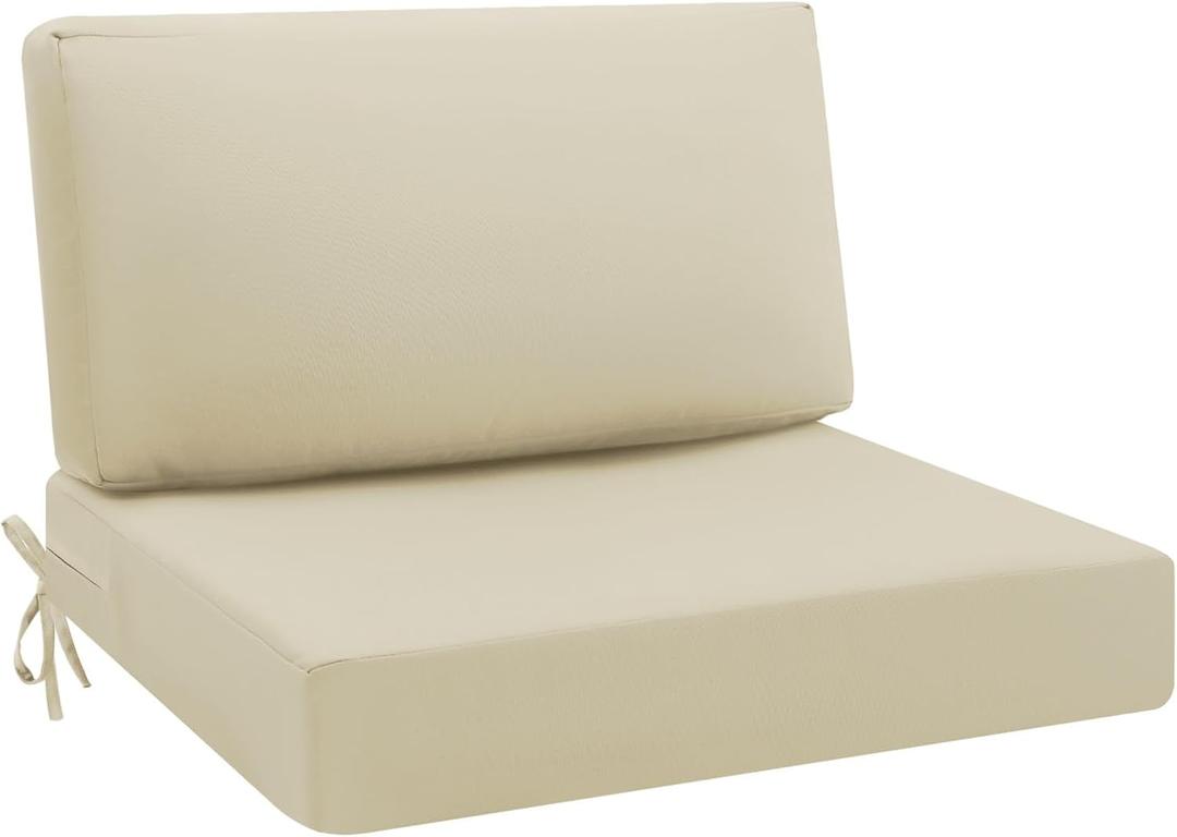 idee-home Outdoor Cushions for Patio Furniture, Outdoor Seat Cushion, Waterproof Hampton Bay Deep Seat Replacement Couch Chair Cushions for Garden Lawn Backyard Deck, 28.5 x 28.5 Beige