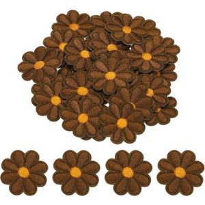 MECCANIXITY Flower Iron-on Patches Embroidered Sew Flower Patch Appliques Repair Patches for Clothing Repair Backpack Shoes Decoration 90x90mm/3.54x3.54 Pack of 30(Brown)