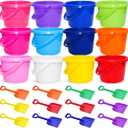 12 Pack Sand Buckets and Shovels for Kids 7.48 Inches | Beach and Sand Toys at The Beach | Use for Sand Molds at The Sandbox -12 Pail and 12 Shovel Set
