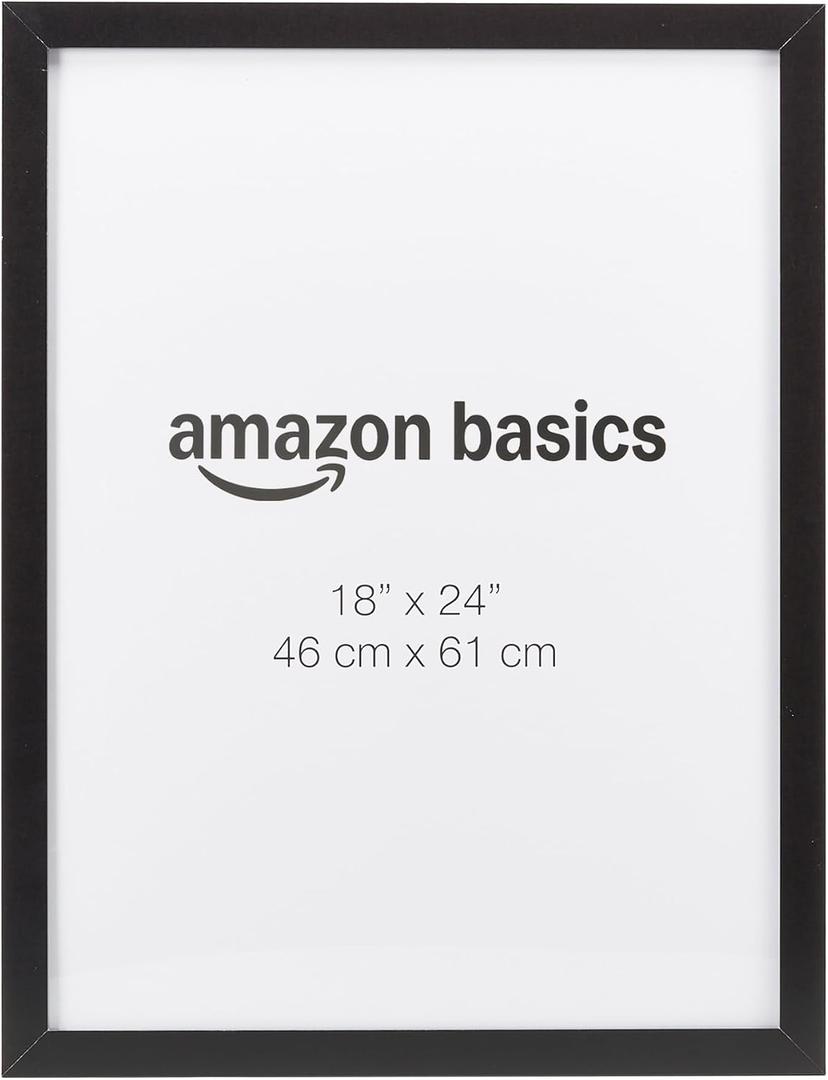 Amazon Basics Rectangular Wood Poster Frame, 18" x 24", Black