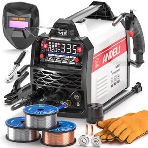 ANDELI Aluminum MIG Welder 145A，Pulse Gas MIG Lift TIG Stick 4-in-1