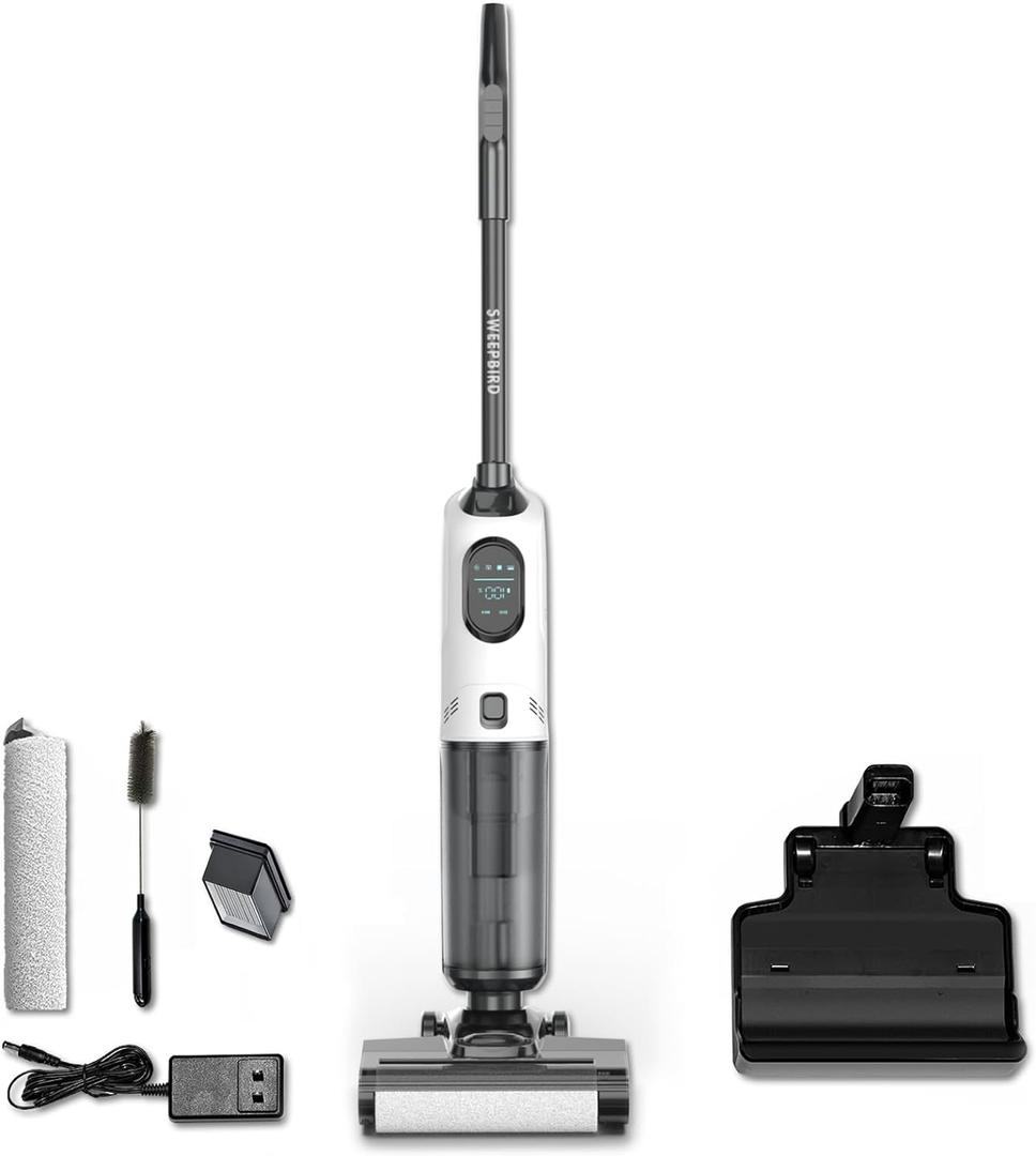 SWEEPBIRD C1 Wet Dry Vacuum Cleaner Cordless, Hardwood Floors Cleaner for Multi-Surface Cleaning with Smart Control & Self-Cleaning System, for Hardwood Tile Floor & Carpet