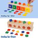Peacurh Montessori Toys Wooden Color & Shape Sorter Toys for Toddlers 1-3, Matching Box Sorting Blocks Manipulatives Preschool Learning Educational Toy for 1 2 3 4 Year Old Boy Girl Kid Gifts