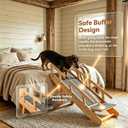 Double Safety Handrails 2 in 1 Adjustable Dog Stairs & Ramp for Small Medium Dogs & Old Cats, Foldable Wooden Pet Steps with Non-Slip Mat for Bed Couch Car Travel