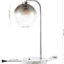 JONATHAN Y 20" Chrome Industrial LED Task Lamp with USB Charging Port, Adjustable Smoke Gray Glass Globe Table Lamp with White Marble Base, LED Bulb Included JYL1131A