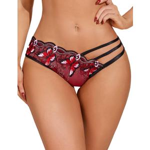 Avidlove Sexy Panties for Women Butterfly Embroidered Underwear Mesh Panties Pack (Medium)
