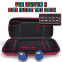 USHTJSKLIN Carrying Case for Nintendo Switch 2 Case 14in1 Set,Screen Protectors 2-Pack with Alignment Frame,Thumb Grips 10-Pack,Glasses Cleaning Cloths,Red&Blue