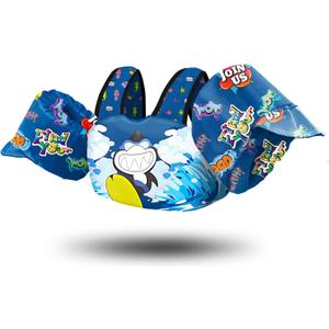 Chriffer Kids Swim Vest Life Jacket for 30-55 Pounds Boys and Girls, Toddler Floaties with Shoulder Harness Arm Wings for 2,3,4,5,6,7 Years Old Baby (I-Deep Blue)