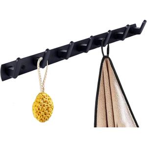 Coat Rack Wall Mount with 7 Hooks, Black Wall Coat Hook, Wall Mounted Modern Coat Rack, Coat Hook is Suitable for Living Room Entrance, Bedroom, Kitchen, Bathroom Etc.
