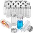 24Pcs 30ml/1oz Empty Tiny Jars Small Lab Sample Vials with Lids, Refillable Mini Glass Bottles with Silver Aluminum Screw Caps for DIY Crafts Essential Oils Storage Wedding Decoration