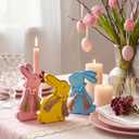 Yerliker 3 Pcs Large Easter Bunny Table Signs for The Home, Easter Bunny Wooden Table Centerpiece Signs with Wooden Beads, Decor, Country Farmhouse Style Decoration and Gift(Colorful)