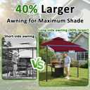 CHARMELEON 8x8 FT Grill Gazebo,Grill Canopy with Big Awning&2 Side Shelves&6 Hooks,Powder-Coated Steel BBQ Shelter for Patio Backyard Outdoor Grilling-Burgundy
