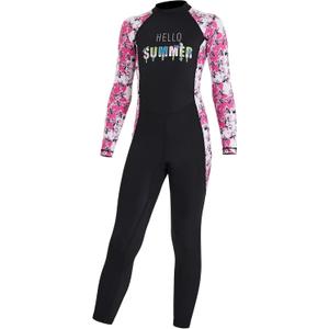 DIVE & SAIL Kids One Piece Long Sleeve Swimsuit Sun Protection Sunsuit Rash Guard
