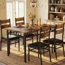 IDEALHOUSE 5 Piece Dining Table Set for 4, Rectangular Kitchen Table and Chairs for 4, Upholstered High Back Chairs, Thick Sturdy Frame, Dinner Dinette Set, Space Saving for Apartment, Rustic Brown