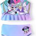Disney Princess Toddler Girls Two Piece Tankini Top and Bow Tie Bikini Bottom Beach Swimwear Set, 5-6Y