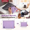 USB Plug-in Heating Pad for Travel Warmth Outdoors, Non-Rechargeable Small Heated Pad 5V Heat Therapy for Pain Relief Abdomen Cramps, 3 Heat Settings & Auto Shut Off (12"x 16") Purple