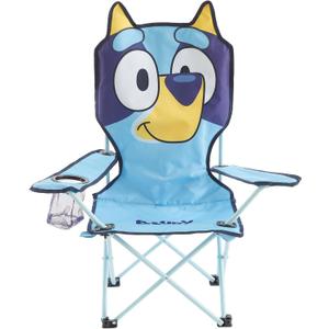 Bluey Kids Folding Camp Chair, Portable Outdoor/Indoor Chair with Carry Bag, Cup Holder, High Back, Lightweight & Durable for Ages 3+, 29.1"h X 15"w X 14.5"d