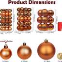 Hollyone 1.57" Orange Christmas Ornaments - 36 Pcs Mini Shatterproof Balls - Christmas Tree Decorations - Small Xmas Ornaments with Hanging Loop - Wedding, Holiday, Party, Home Decor