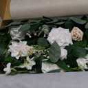 Ling's Moment 5FT White Artificial Flower Garland Fake Rose Green Leaves Floral Garland Arch Flowers Vine for Wedding Party Backdrop Decor Mantel Home Table Centerpieces Window Decorations