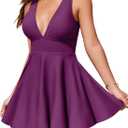 AI'MAGE Tummy Control Swimsuits for Women One Piece Swimdress 2025 Modest Bathing Suits Cutout Swim Suits Swimwear (XX-Large, Deep Purple)